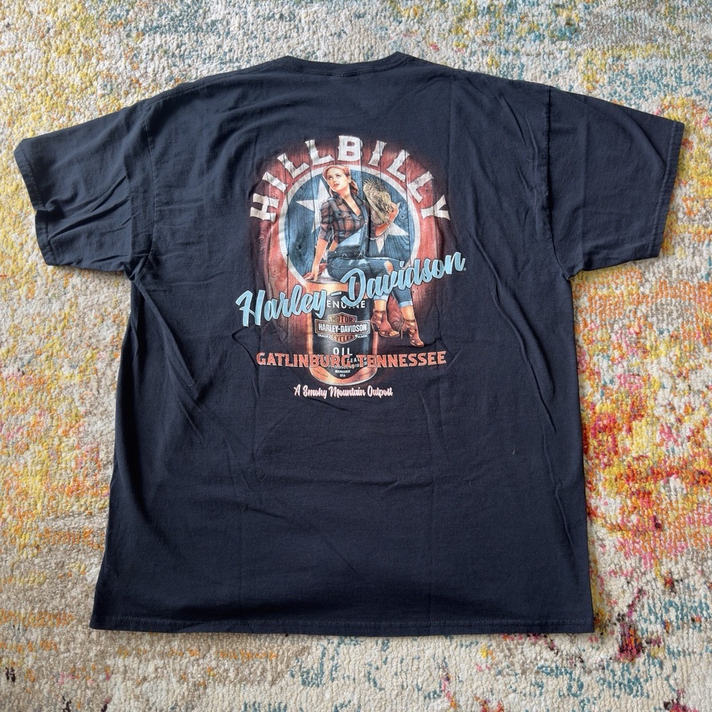 Harley-Davidson‎ Hillbilly Pin-Up Graphic Pocket Tee Black Size 2XL